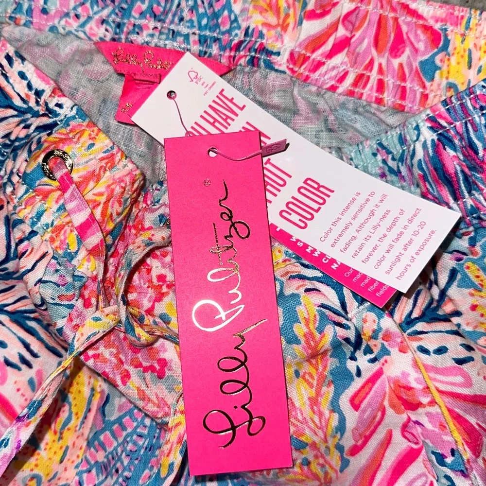✨NWT✨ Lilly Pulitzer 31" Taron Mid-Rise Linen Pant - Multi Splashdance Size XS - Picture 4 of 9